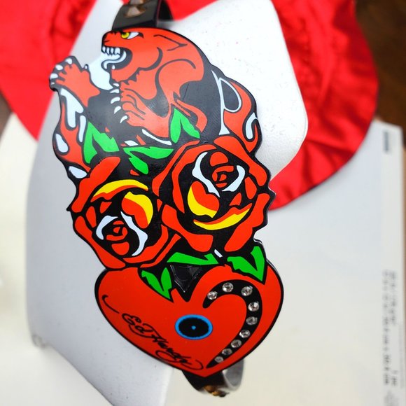 ED HARDY VINTAGE Style Authentic Hair Band / Cat , Roses, Heart Plastic Band - Picture 4 of 9